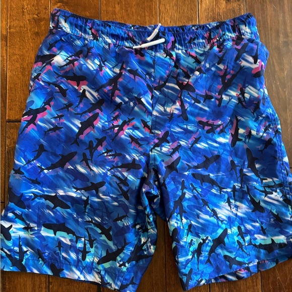 Men’s Lands End Blue Shark Print Swim Shorts sz XXL - Picture 1 of 4